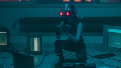 Illustration d'une personne avec un casque de réalité virtuelle